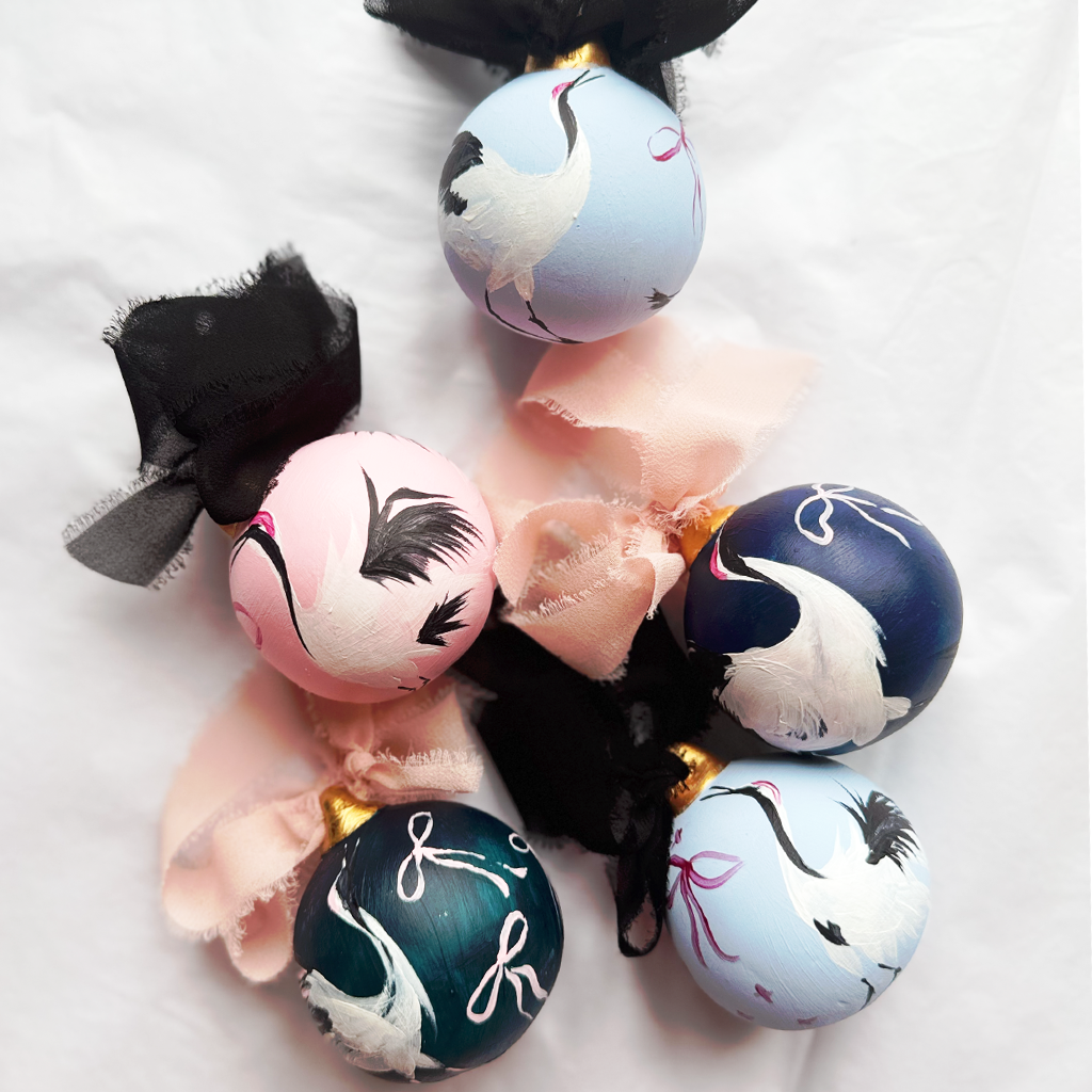 Hand-Painted Bauble | Crane Sy Blue