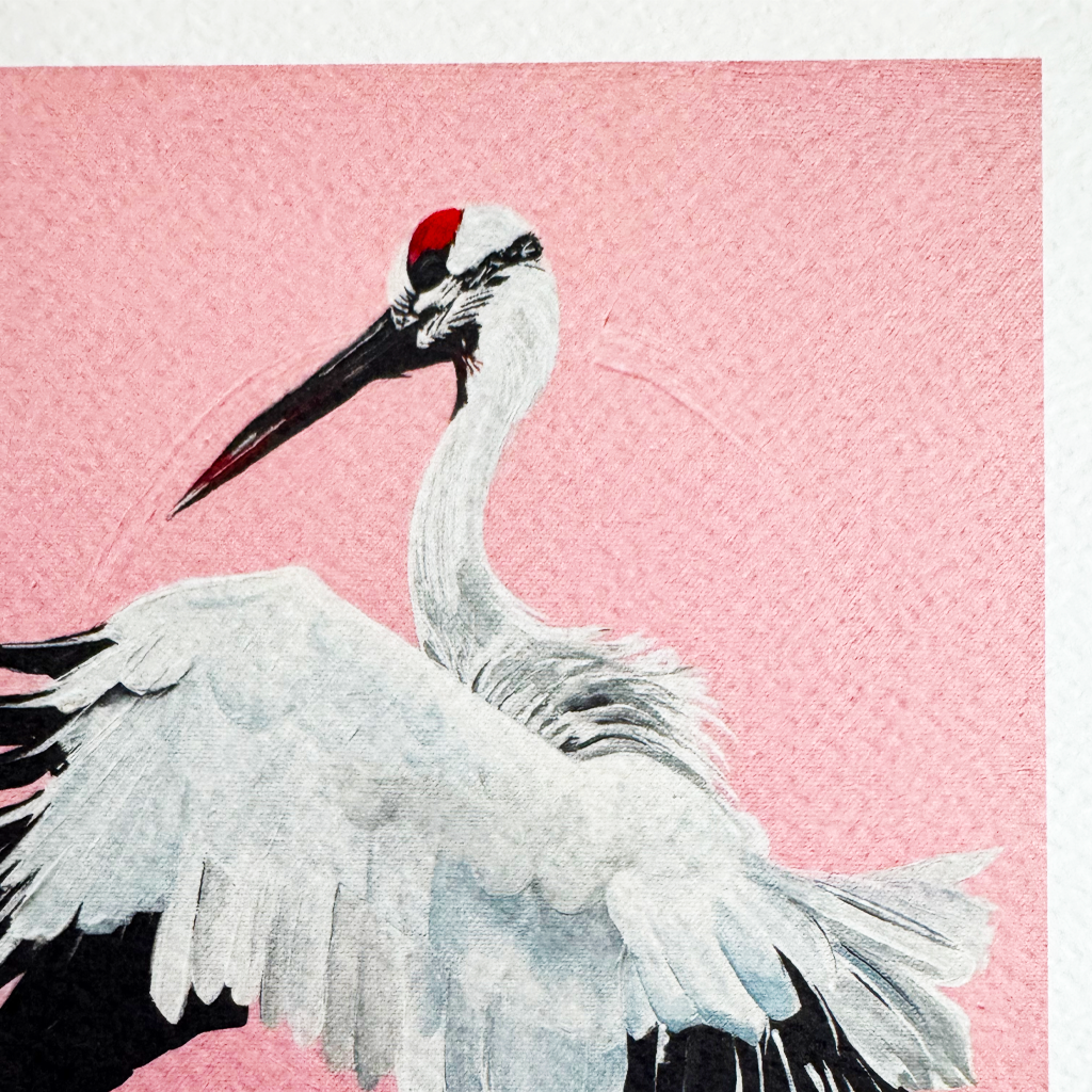 Dancing Crane Art Print | Pink