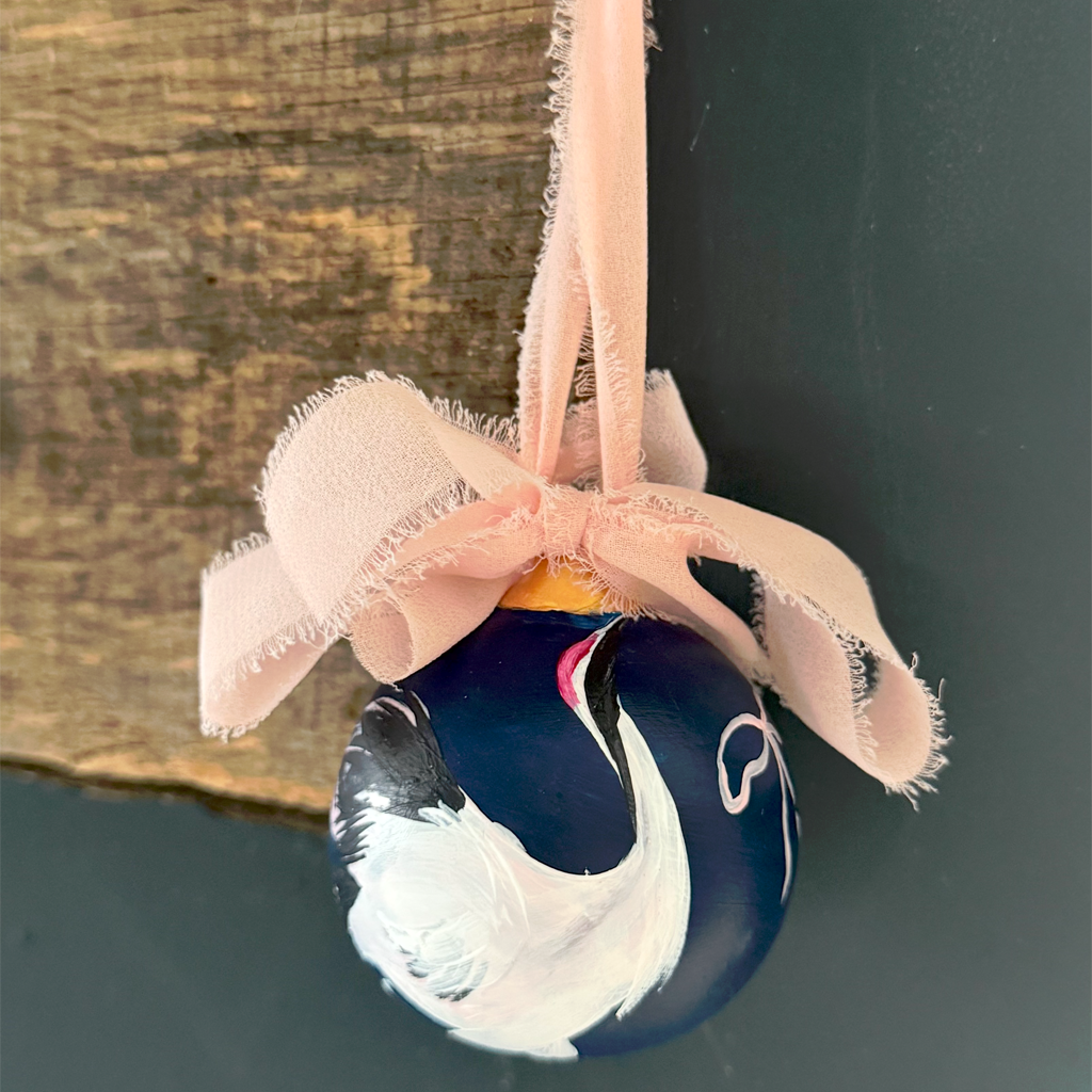 Hand-Painted Bauble | Crane Navy
