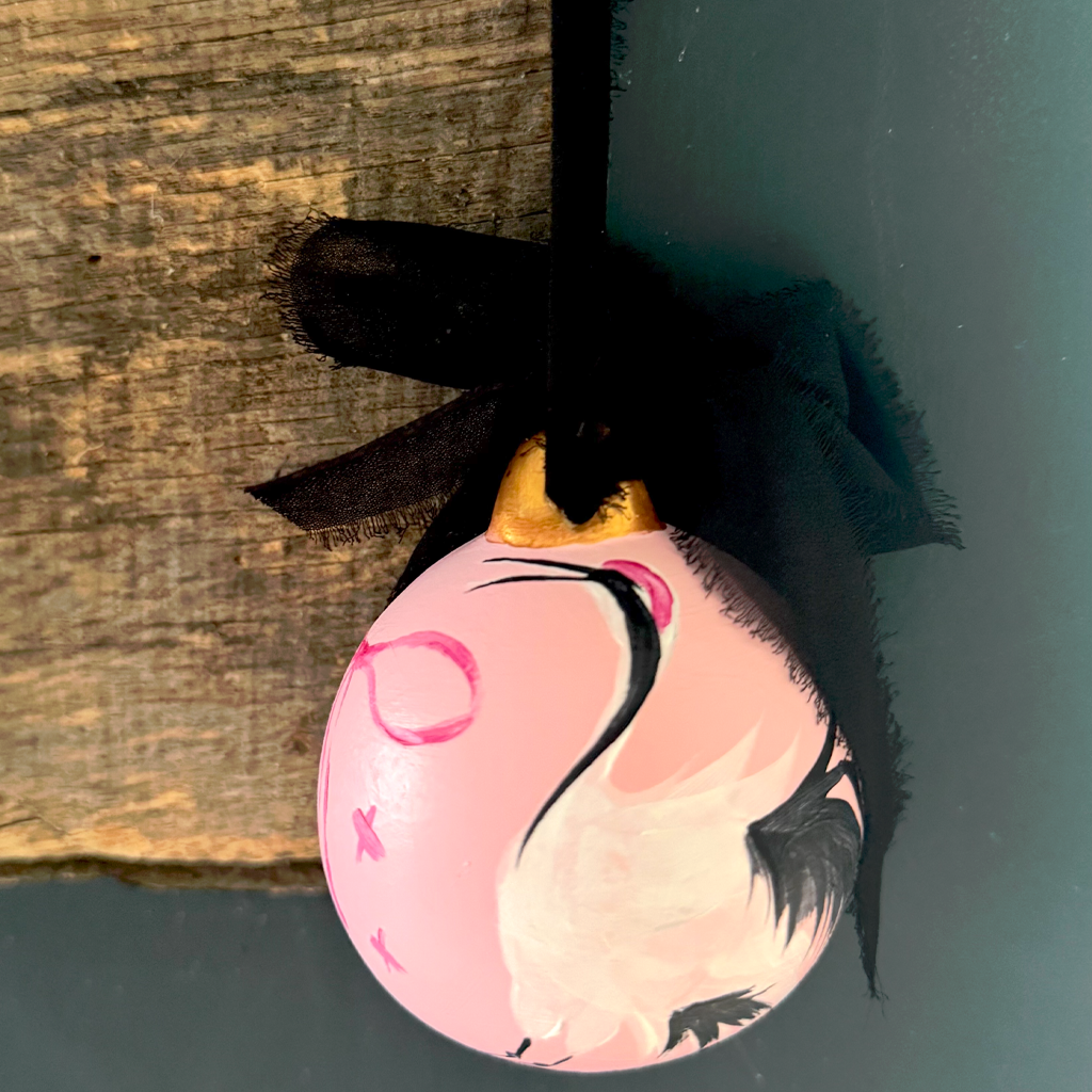 Hand-Painted Bauble | Crane Pale Pink